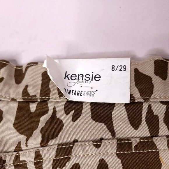 Kensie Jeans Womens Leopard Print Mini Jean Skirt 8 Pockets Stretch New - Picture 3 of 5